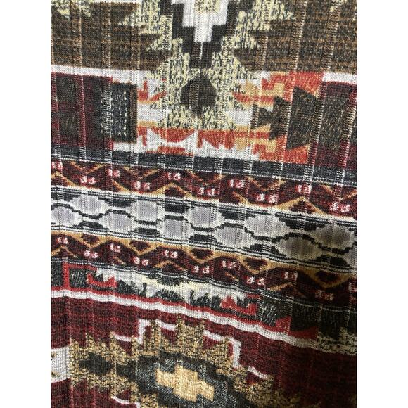 Signature Studio Knit Top Aztec 3/4 Sleeve Ribbed Asymmetrical Lace Trim XL - Picture 4 of 10